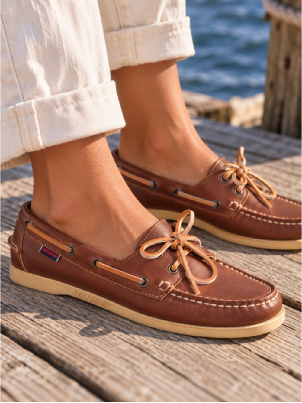 Vintage Sebago Docksides Leather Boat Shoes Women's 7.5 M Brown Made in USA